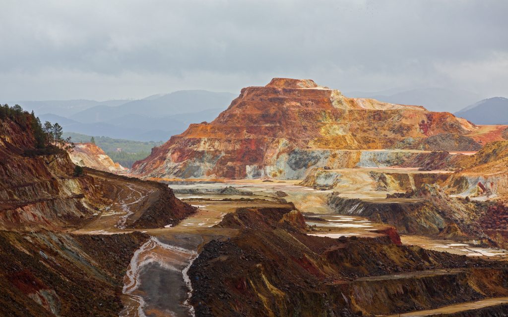 A pit that was used for surface mining.